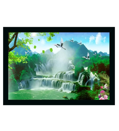 Natural Scenery Painting with Synthetic Photo Frame (Multicolor)