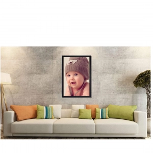 Generic Baby Photo Painting with Synthetic Photo Frame (Multicolor)