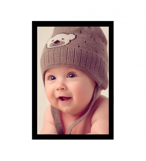 Baby Photo Painting with Synthetic Photo Frame (Multicolor)