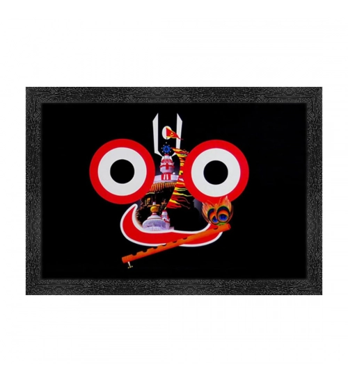Jagannath Photo Painting with Synthetic Photo Frame (Multicolor)
