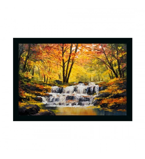 Natural Wate Painting with Synthetic Photo Frame (Multicolor)