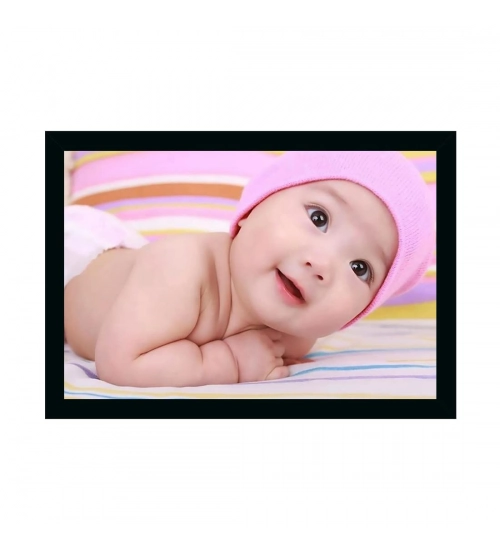 Baby Photo Painting with Synthetic Photo Frame (Multicolor)