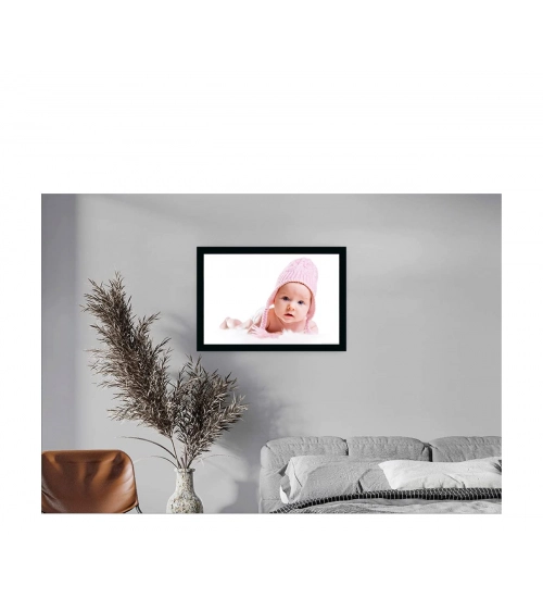 Baby Photo Painting with Synthetic Photo Frame (Multicolor)