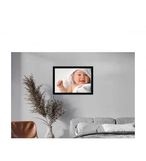 Baby Photo Painting with Synthetic Photo Frame (Multicolor)