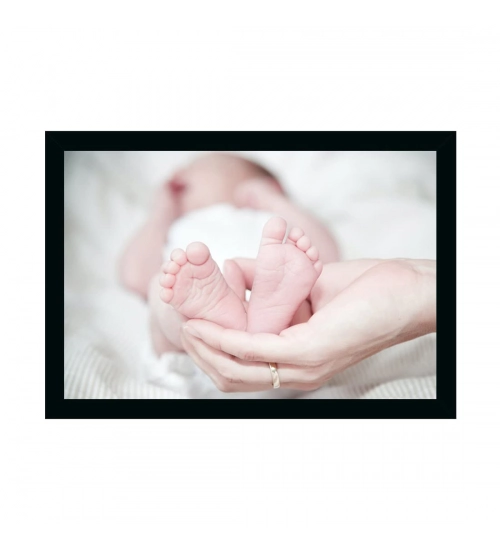 Baby Photo Painting with Synthetic Photo Frame (Multicolor)