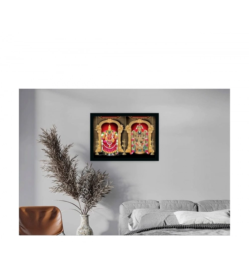 Tirupati Balaji Painting with Synthetic Photo Frame (Multicolor)