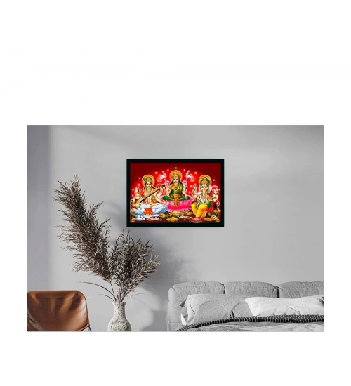Laxmi Ganesh Saraswati Painting with Synthetic Photo Frame (Multicolor) Laxmi Ganesh Saraswati Painting with Synthetic Photo Frame (Multicolor)