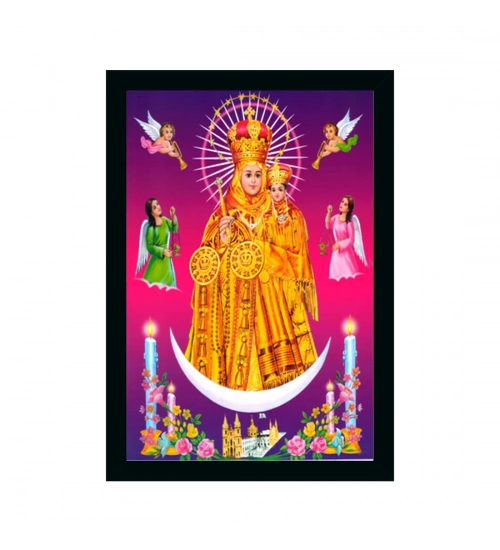 Vailankanni Painting with Synthetic Photo Frame (Multicolor)