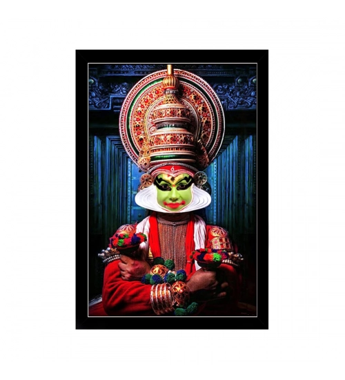 Kerala Traditional Kathakali Painting with Synthetic Photo Frame (Multicolor)