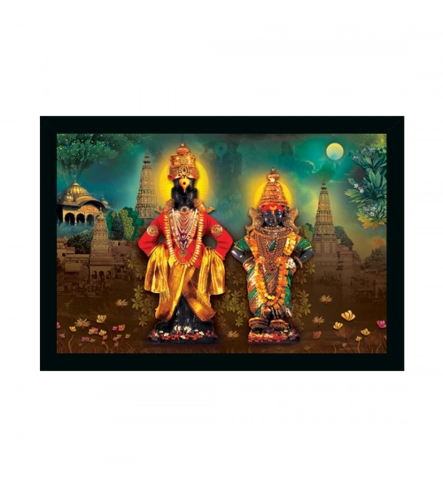 Vitthal Rukmini Painting with Synthetic Photo Frame (Multicolor)