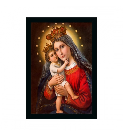 Mother Mary Painting with Synthetic Photo Frame (Multicolor)