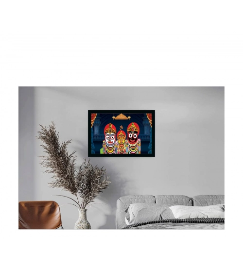 Jagannath Painting with Synthetic Photo Frame (Multicolor)