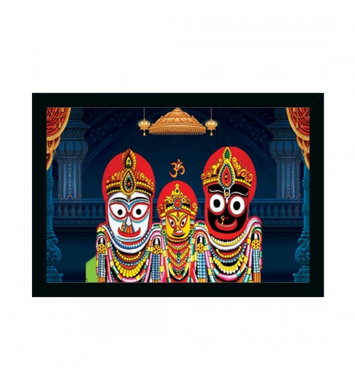 Jagannath Painting with Synthetic Photo Frame (Multicolor)