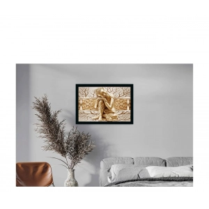 Generic Buddha Painting with Synthetic Photo Frame (Multicolor)