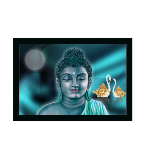Buddha Painting with Synthetic Photo Frame (Multicolor)