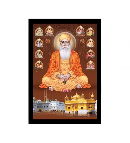 Guru Nanak Painting with Synthetic Photo Frame (Multicolor)