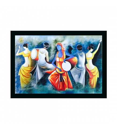 Modern Art Painting with Synthetic Photo Frame (Multicolor)