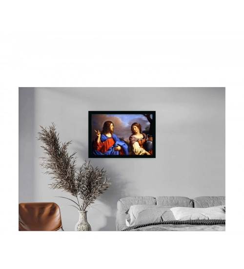 Jesus Christ Painting with Synthetic Photo Frame (Multicolor)
