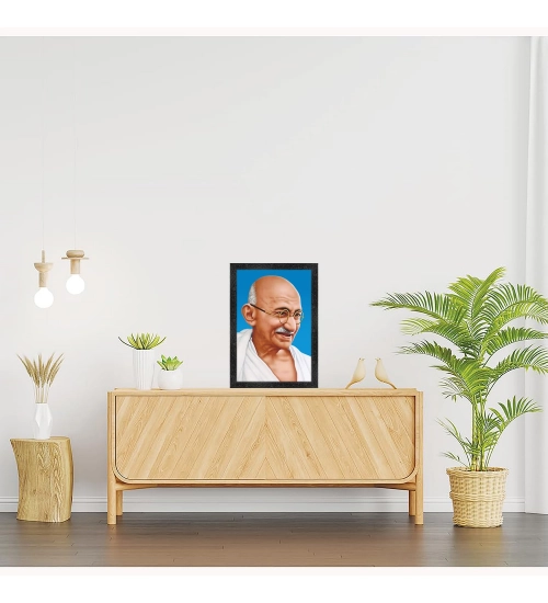 Mahatma Gandhi Ji Painting with Synthetic Photo Frame (Multicolor) Mahatma Gandhi Ji Painting with Synthetic Photo Frame (Multicolor)