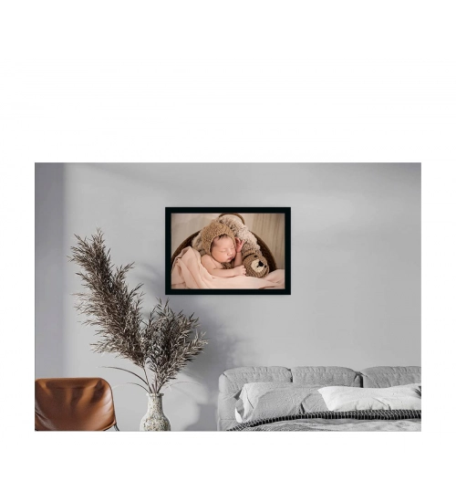 Baby Photo Painting with Synthetic Photo Frame (Multicolor)