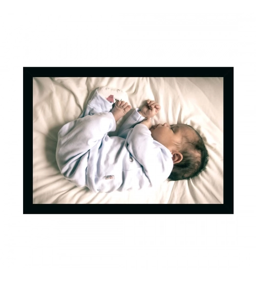 Baby Photo Painting with Synthetic Photo Frame (Multicolor)