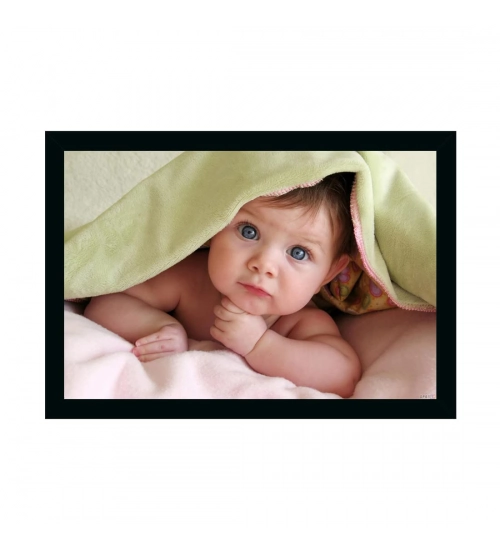 Baby Photo Painting with Synthetic Photo Frame (Multicolor)