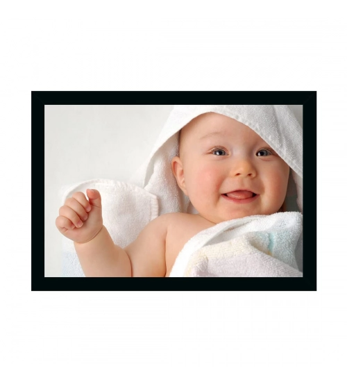 Baby Photo Painting with Synthetic Photo Frame (Multicolor)