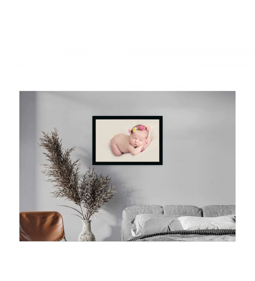Baby Photo Painting with Synthetic Photo Frame (Multicolor)