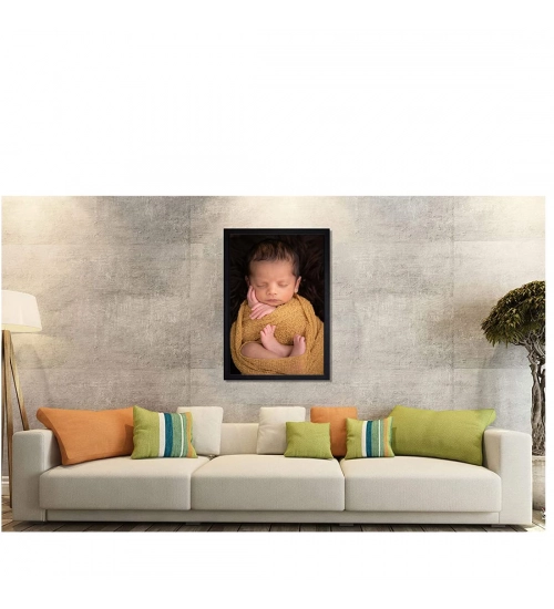Baby Photo Painting with Synthetic Photo Frame (Multicolor)