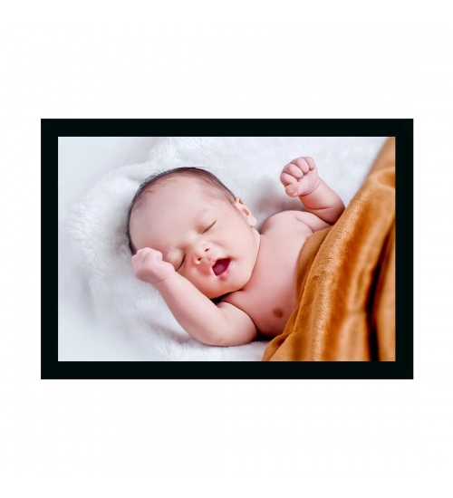 Baby Photo Painting with Synthetic Photo Frame (Multicolor)