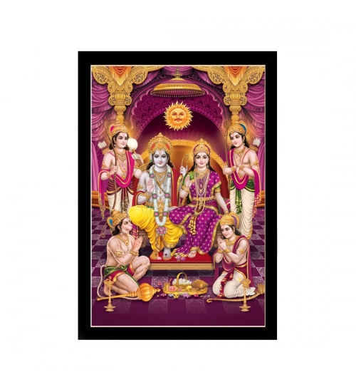Ayodhya Ram Mandir Painting with Synthetic Photo Frame (Multicolor)