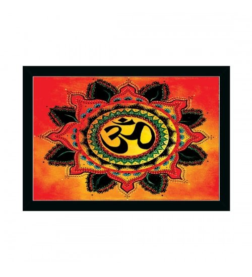 Om Namah Shivay Painting with Synthetic Photo Frame (Multicolor)