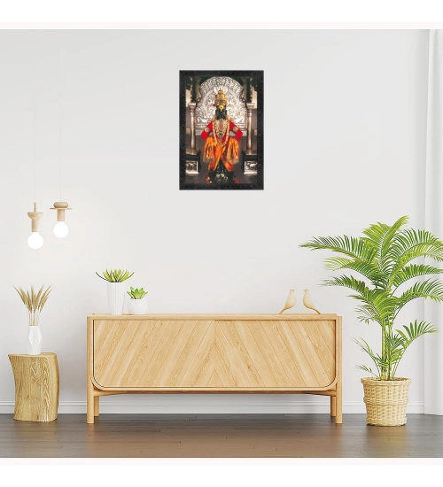 Lord Vitthal Painting with Synthetic Photo Frame (Multicolor)