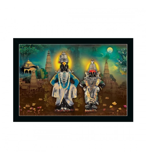 Lord Vitthal Painting with Synthetic Photo Frame (Multicolor)