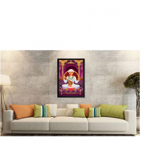 Tukaram Painting with Synthetic Photo Frame (Multicolor)