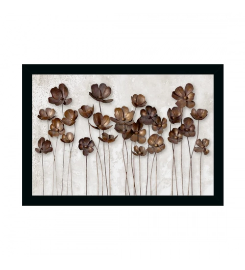 Flower Painting with Synthetic Photo Frame (Multicolor)
