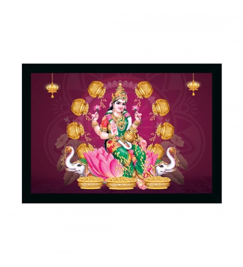 Maa Laxmi Painting with Synthetic Photo Frame (Multicolor)