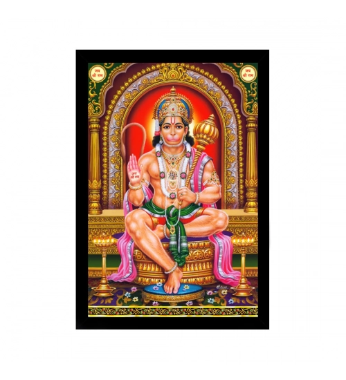 Lord Hanuman Ji Painting with Synthetic Photo Frame (Multicolor)