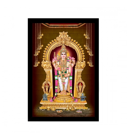 Murugan Painting with Synthetic Photo Frame (Multicolor)