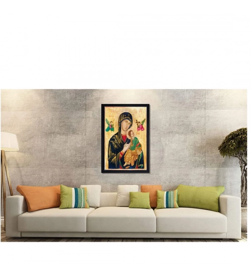Mother Mary Painting with Synthetic Photo Frame (Multicolor) Mother Mary Painting with Synthetic Photo Frame (Multicolor)
