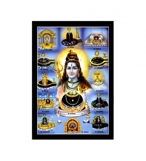 Lord Shiva Painting with Synthetic Photo Frame (Multicolor)