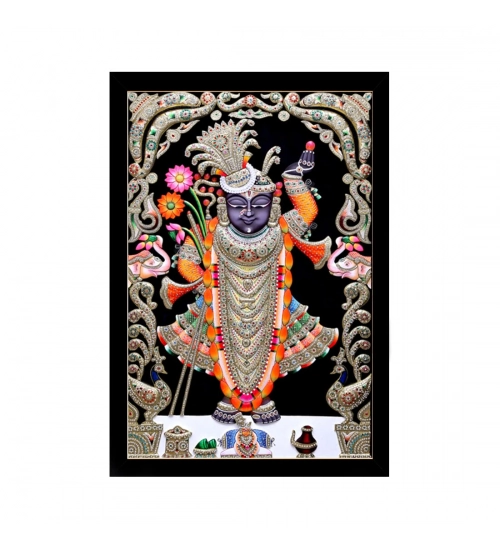 Shrinathji Painting with Synthetic Photo Frame (Multicolor)