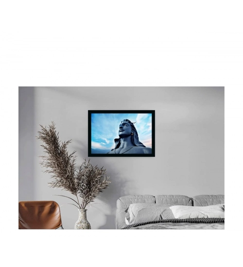Adiyogi Mahakal Painting with Synthetic Photo Frame (Multicolor)