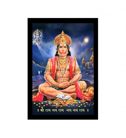 Lord Hanuman Ji Painting with Synthetic Photo Frame (Multicolor)