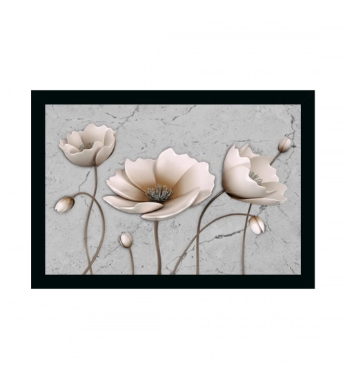Flower Painting with Synthetic Photo Frame (Multicolor)