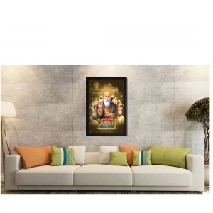 Generic Guru Nanak Painting with Synthetic Photo Frame (Multicolor)