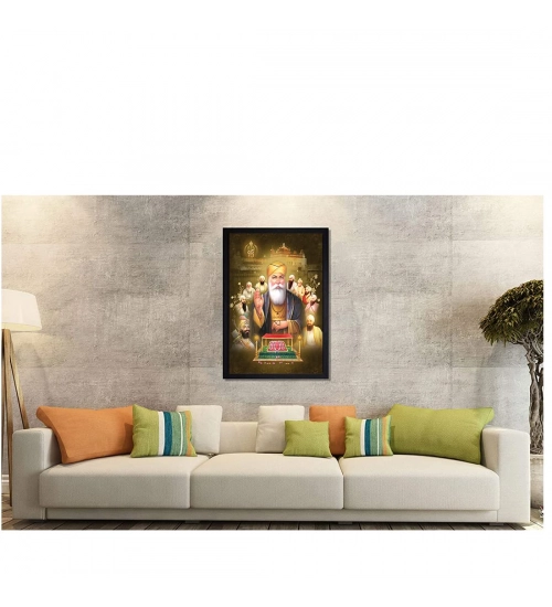 Guru Nanak Painting with Synthetic Photo Frame (Multicolor)