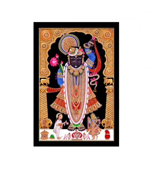 Shrinathji Painting with Synthetic Photo Frame (Multicolor)