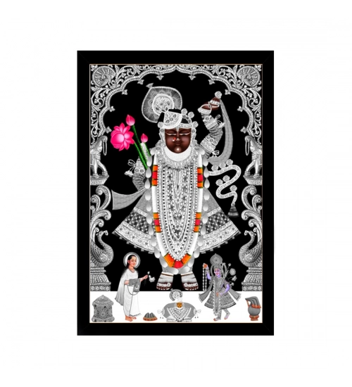 Shrinathji Painting with Synthetic Photo Frame (Multicolor)