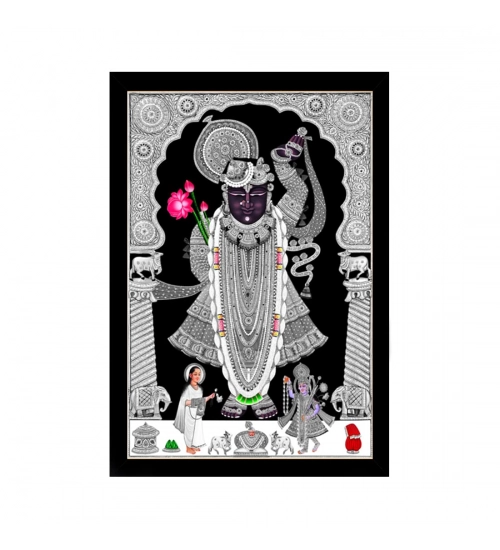 Shrinathji Painting with Synthetic Photo Frame (Multicolor)